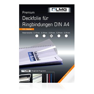 100 LMG Deckfolien für Bindemappen PREMIUM transparent 0,2 mm