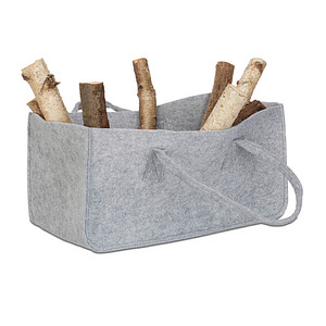 relaxdays Kaminholztasche 27,0 l grau 25,0 x 50,0 x 25,0 cm