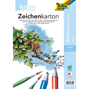 folia Zeichenkarton, DIN A4, 120 g/qm, weiß