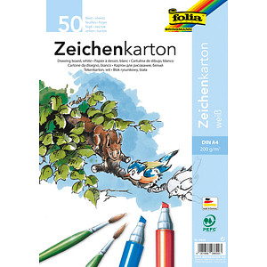 folia Zeichenkarton, DIN A4, 200 g/qm, weiß