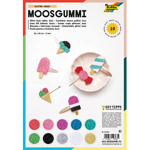 folia Glitter-Moosgummi, nicht selbstklebend, 10 Blatt
