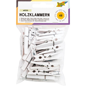 folia Holzklammern, weiß, 3 Größen sortiert