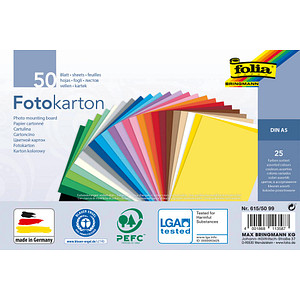 folia Fotokarton, DIN A5, 300 g/qm, 25 Farben sortiert