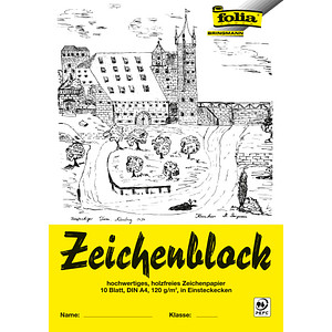 folia Zeichenblock, DIN A4, 120 g/qm, 10 Blatt