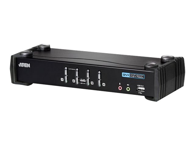 ATEN DVI KVM Switch mit Audio, USB, 4-fach, Desktop, mit Anschlusskabeln