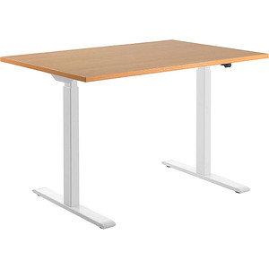 Topstar E-Table höhenverstellbarer Schreibtisch buche rechteckig T-Fuß-Gestell weiß 120,0 x 80,0 cm