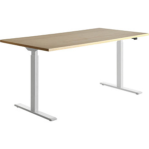 Topstar E-Table höhenverstellbarer Schreibtisch ahorn rechteckig T-Fuß-Gestell weiß 160,0 x 80,0 cm