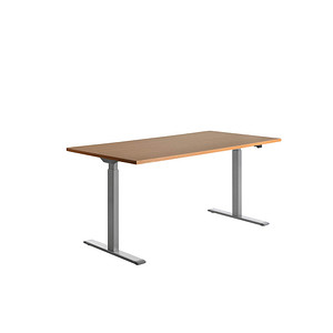 Topstar E-Table höhenverstellbarer Schreibtisch buche rechteckig T-Fuß-Gestell grau 160,0 x 80,0 cm