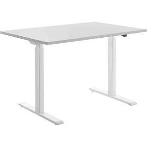 Topstar E-Table höhenverstellbarer Schreibtisch lichtgrau rechteckig T-Fuß-Gestell weiß 120,0 x 80,0 cm