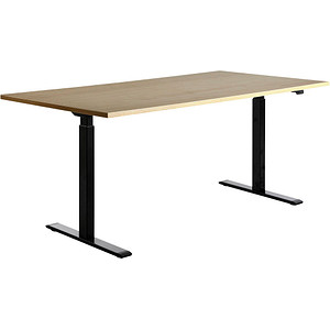 Topstar E-Table höhenverstellbarer Schreibtisch ahorn rechteckig T-Fuß-Gestell schwarz 180,0 x 80,0 cm