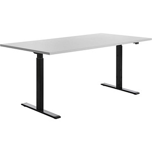 Topstar E-Table höhenverstellbarer Schreibtisch lichtgrau rechteckig T-Fuß-Gestell schwarz 180,0 x 80,0 cm
