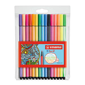 STABILO Fasermaler Pen 68, 15er Kunststoff-Etui Strichstärke, 1,0 mm, geruchsne