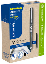 PILOT Tintenroller V5 HI-TECPOINT, schwarz, BONUSPACK