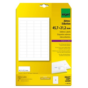 SIGEL LA315 - Weiß - Laser/Inkjet - Abgerundetes Rechteck - A4 - 4,57 cm - 2,12