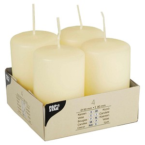 4 PAPSTAR Kerzen elfenbein
