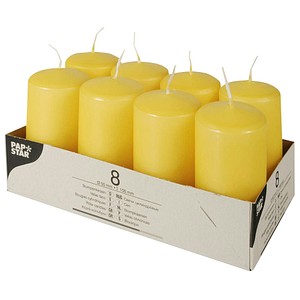 8 PAPSTAR Stumpenkerzen goldgelb