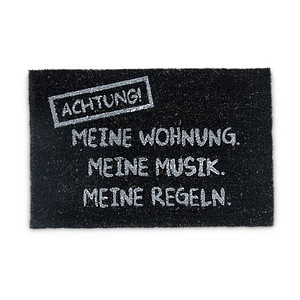 relaxdays Kokosmatte Meine Wohnung schwarz 40,0 x 60,0 cm