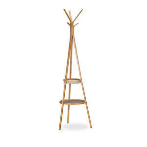 relaxdays Kleiderständer braun Holz 6 Haken 50,0 x 171,0 cm