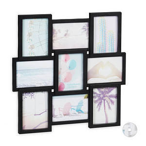 relaxdays Collage-Bilderrahmen schwarz 54,0 x 54,0 cm