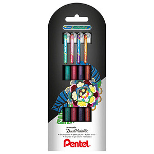 Pentel Hybrid Gel-Tintenroller Dua l Pen, 4er Etui (5102654)