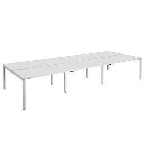 PAPERFLOW easyDesk Doppelschreibtisch weiß rechteckig 4-Fuß-Gestell weiß 420,0 x 166,0 cm