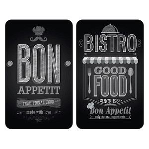 WENKO Herdabdeckplatten Bon Appetit schwarz, grau 2 St.