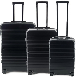 JSA Reisetrolley-Set, 50% recycletes ABS, 3er Set, schwarz