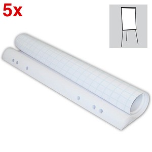 Flip-Chart-Block,HxB 99x66cm,Rückseite Karo,20 Blatt,weiß,VE=5 Stück Flip-Chart