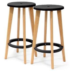 PAPERFLOW Barhocker "WOODY", 2er Set, schwarz