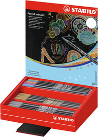 STABILO Fasermaler Pen 68 metallic, 60er Display - 8 Farben