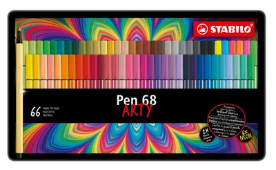 STABILO Fasermaler Pen 68, 66er Metalletui ARTY
