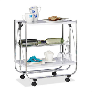 relaxdays Servierwagen weiß 68,0 x 40,5 x 68,5 cm