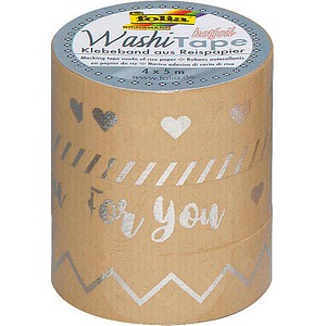 folia Washi Tape HOTFOIL Deko-Klebeband matt 15,0 mm x 5,0 m 4 Rollen