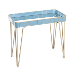 HAKU Möbel Beistelltisch Metall gold-blau 60,0 x 31,0 x 54,0 cm