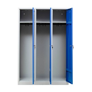 Gürkan Spind lichtgrau, enzianblau 105416, 3 Schließfächer 118,5 x 50,0 x 180,0 cm
