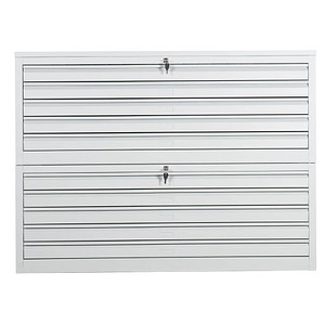Gürkan Planschrank lichtgrau mit 10 Schubladen 113,0 x 83,0 x 105,0 cm