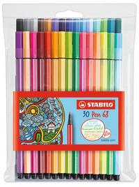 STABILO Faserstift Pen 1,0mm 6er Etui (6806-1)  Gelb, Blau, Grün, Rot, Orange, 