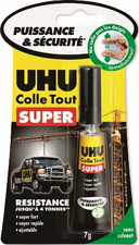 UHU Colle SUPER Strong & Safe, 7 g, sur carte blister UHU Colle SUPER Strong & Safe, 7 g, sur carte blister