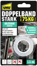 UHU Montage-Klebeband STARK, doppelseitig, bis 75 kg, weiß UHU Montage-Klebeband STARK, doppelseitig, bis 75 kg, weiß