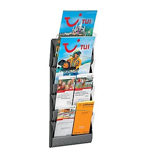 PAPERFLOW Wand-Prospekthalter Integral, DIN lang, alufarben aus Polystyrol, 4 F