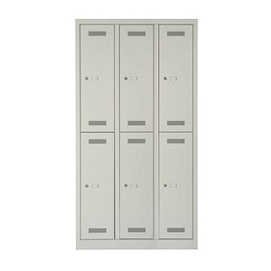 BISLEY Schließfachschrank MonoBloc ML09T2 lichtgrau ML09T2645, 6 Schließfächer 90,0 x 50,0 x 170,0 cm