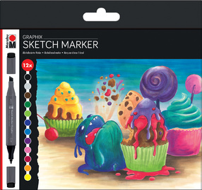 Marabu Sketch-Marker Graphix "SUGARHOLIC", 12er Etui