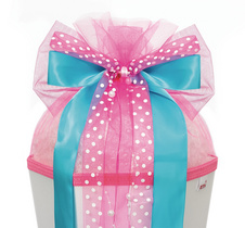 ROTH Schultütenschleife "Pink Dots", hellblau/pink/weiß
