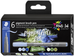 STAEDTLER Fasermaler pigment brush pen "Blues & Greens"
