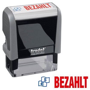 trodat Textstempel Bezahlt printy 4912 office selbstfärbend blau, rot