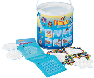 Hama Bügelperlen midi + 5 Stiftplatten, Eimer, 20.000 Stück
