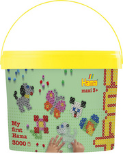 Hama Bügelperlen maxi + 4 Stiftplatten, im Eimer