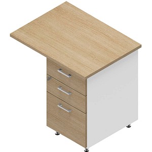 Quadrifoglio Standcontainer weiß, eiche hell 3 Auszüge 80,0 x 60,0 x 75,0 cm