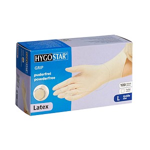 HYGOSTAR Latex-Handschuh "GRIP", L, weiß, puderfrei