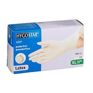 HYGOSTAR Latex-Handschuh "GRIP", XL, weiß, puderfrei
